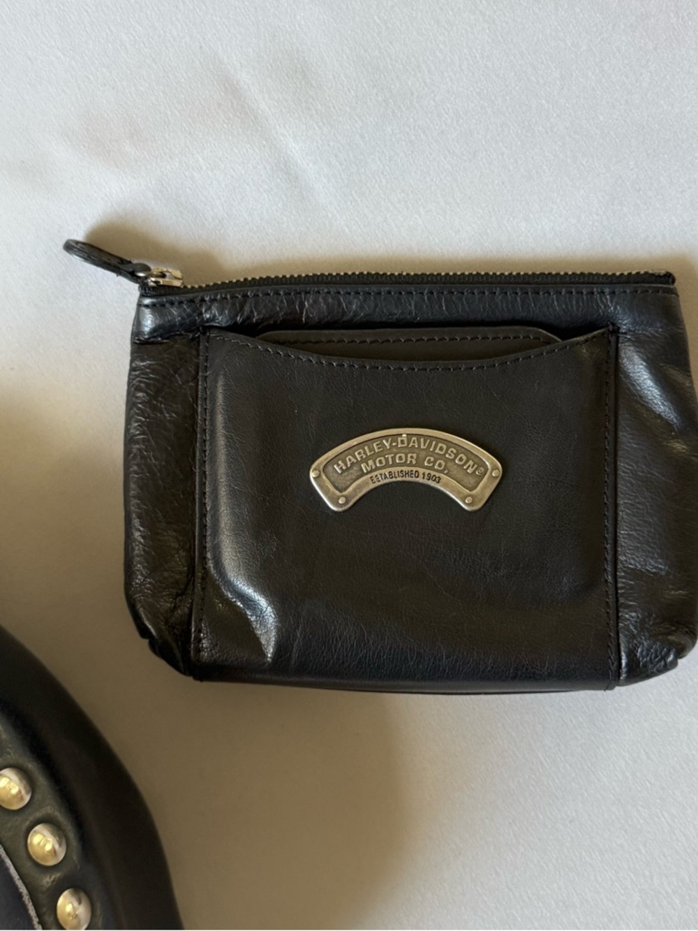 Harley-Davidson Black Leather Studded Flap Crossbody with Wallet - Picture 3 of 10